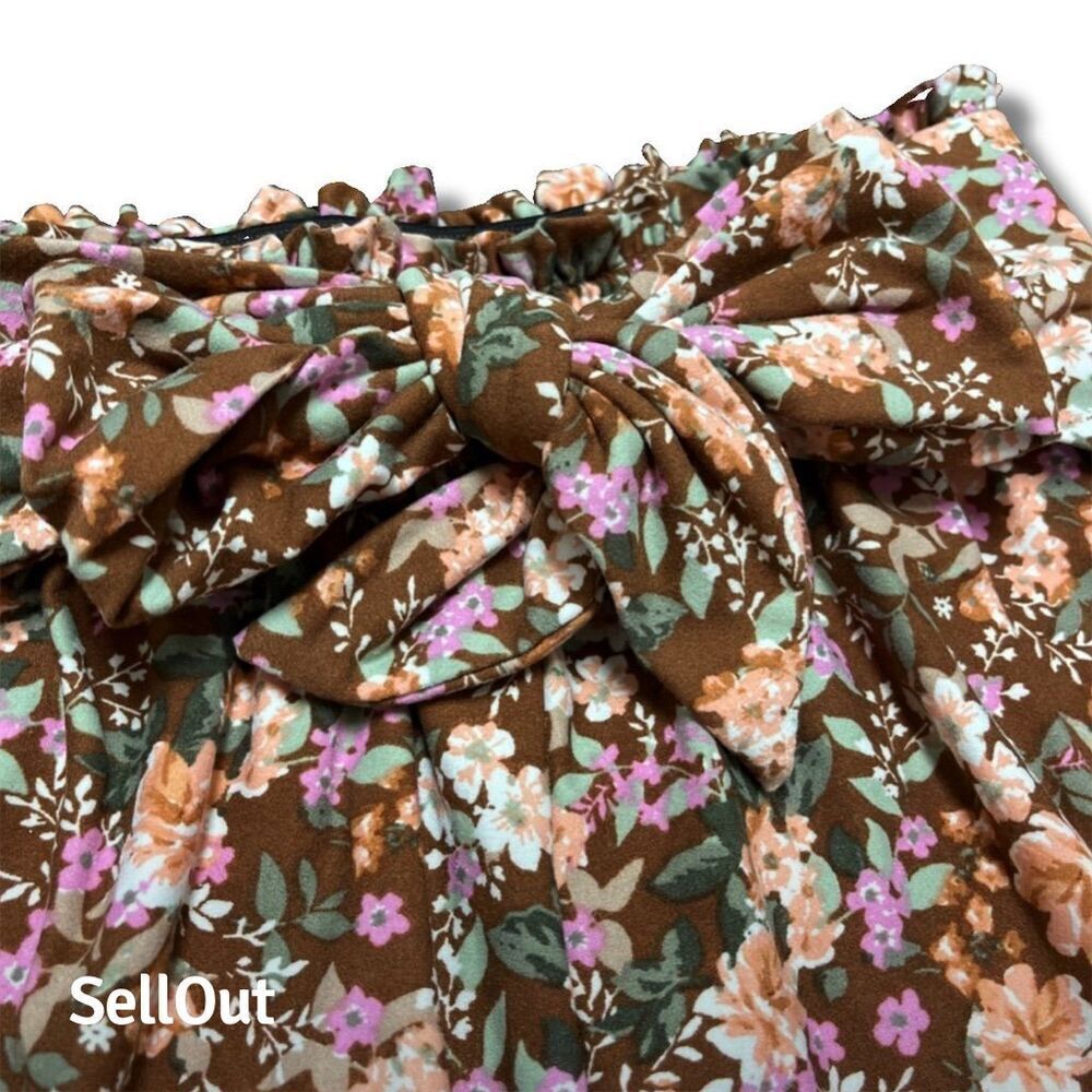 No Comment Women's Floral Tie Waist Shorts Size S Multicolor Summer - Picture 3 of 6